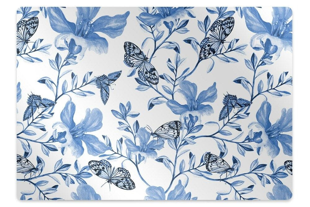 kobercomat.sk Podložka pod kolieskovú stoličku modré kvety 140x100 cm 2 cm 